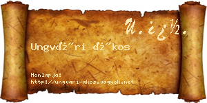Ungvári Ákos névjegykártya